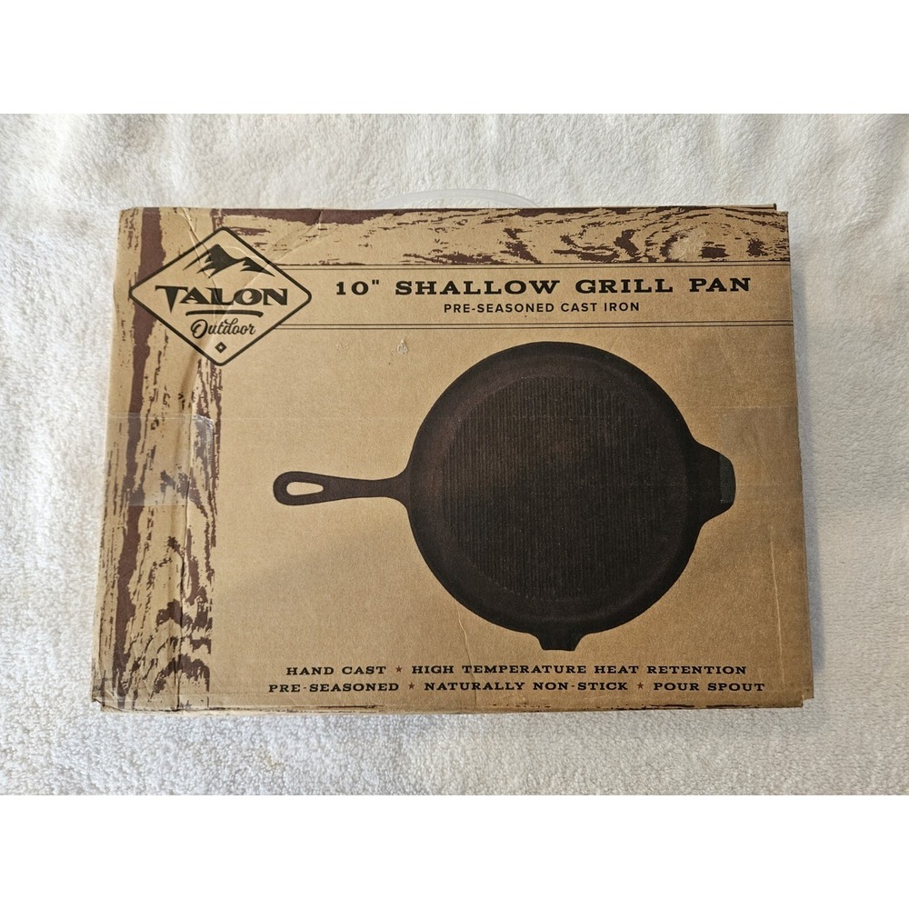 Cast Iron‎ Cookware 10" Shallow Fry Pan Pre Seasoned Ready To Use NIB  Talon